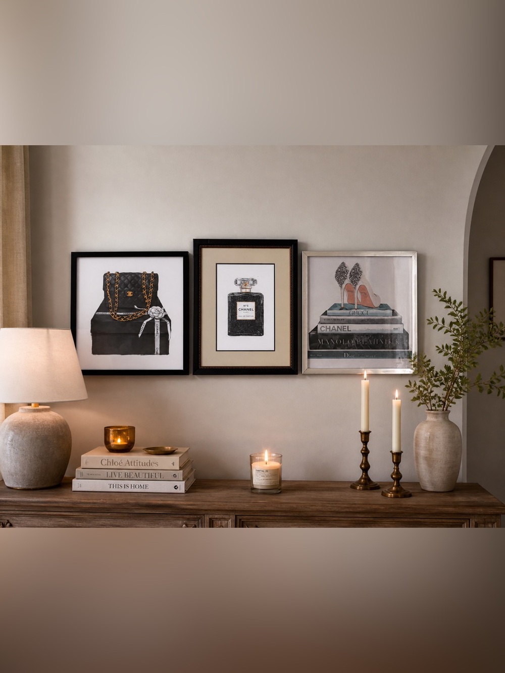 Chanel Dior Designer Inspired Luxury Wall Art Set Glam Fashion Design Deco